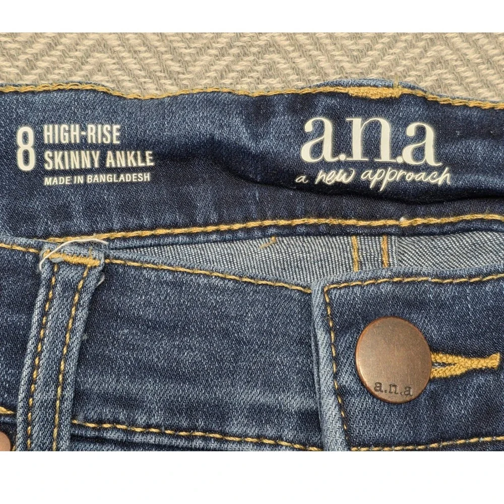 ana A New‎ Approach Womens High Rise Skinny Ankle Jeans Dark Wash Size 8